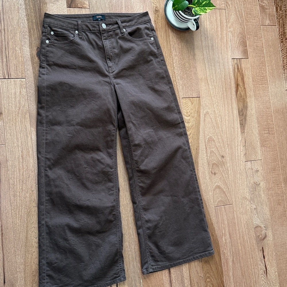 Quince chocolate brown wide leg denim pants 31 best fits 8 29